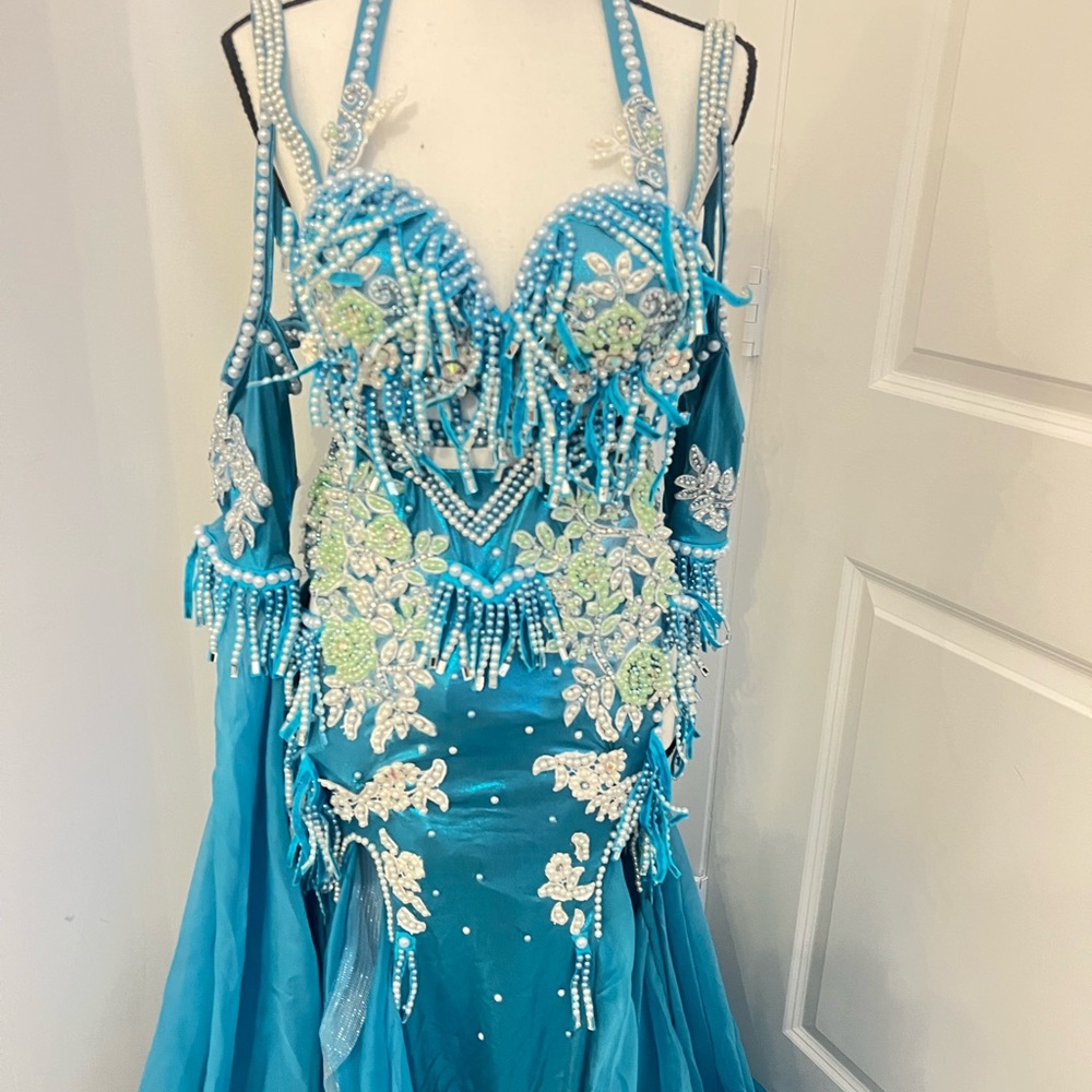 Belly Dance Costume Embellished Blue and Green